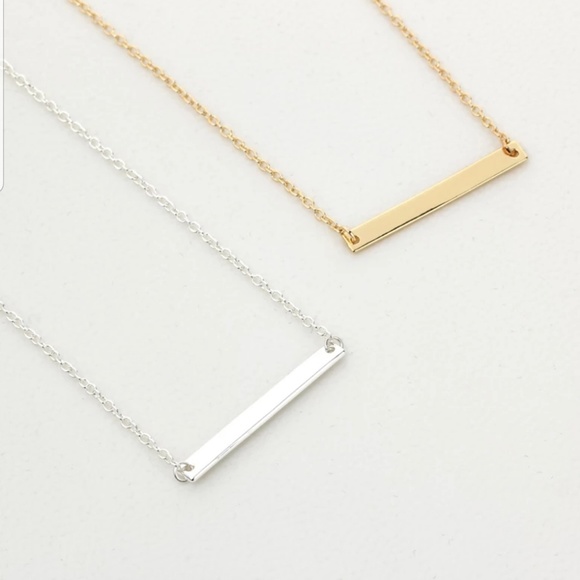Gold or Silver Bar Chain Necklace - Picture 4 of 6